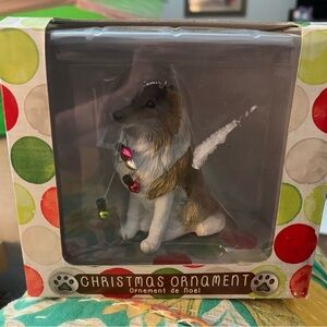 Sandicast Holiday Ornament- Collie Dog with Lights